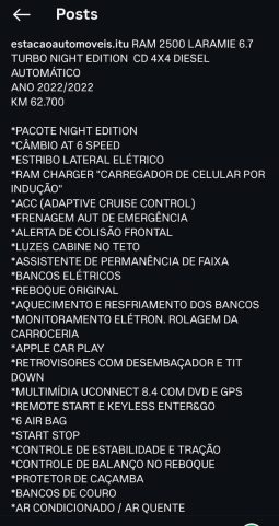 
RAM 2500 6.7 LARAMIE NIGHT EDITION – 2022 completo									